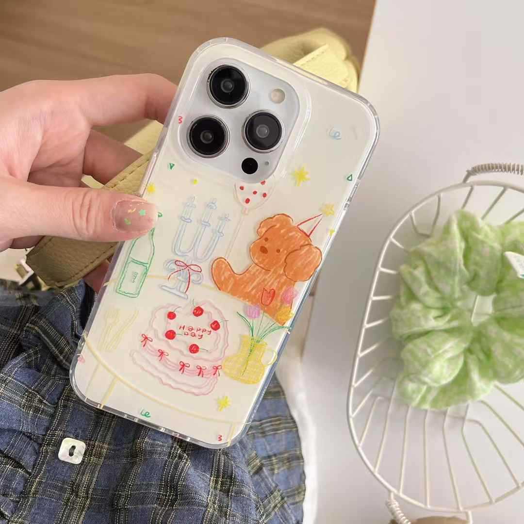 Dibujos animados graffiti cumpleaños cachorro adecuado 16ProMax pulsera iphone15 funda para teléfono 13 Apple 14 pareja 16