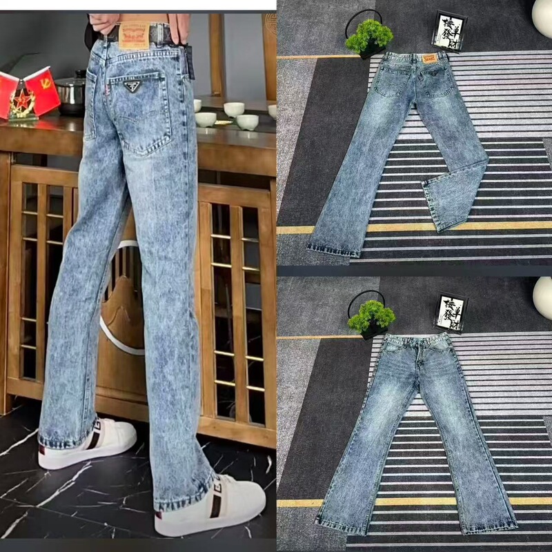 Snowflake Marble Pattern 517 Jeans Cleanfit Style Slightly Flared Men's Versatile Commuter Pants Slim Fit Washed