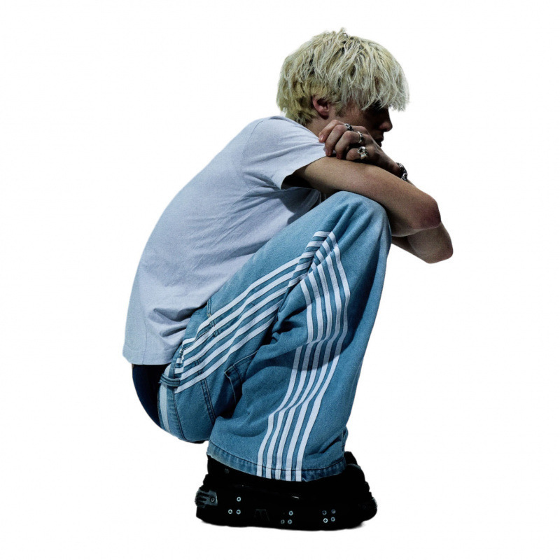 2024 European and American Style Cross-Border Amazon New Fashion Loose Side-Striped Wide-Leg Unisex Jeans Wholesale