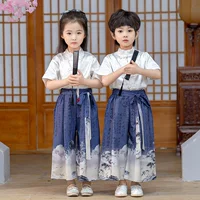 Детская юбка с конским лицом для мальчиков Hanfu для девочек Tangang Summer 2024 новый национальный ветер Baby Summer платье улучшенный костюм