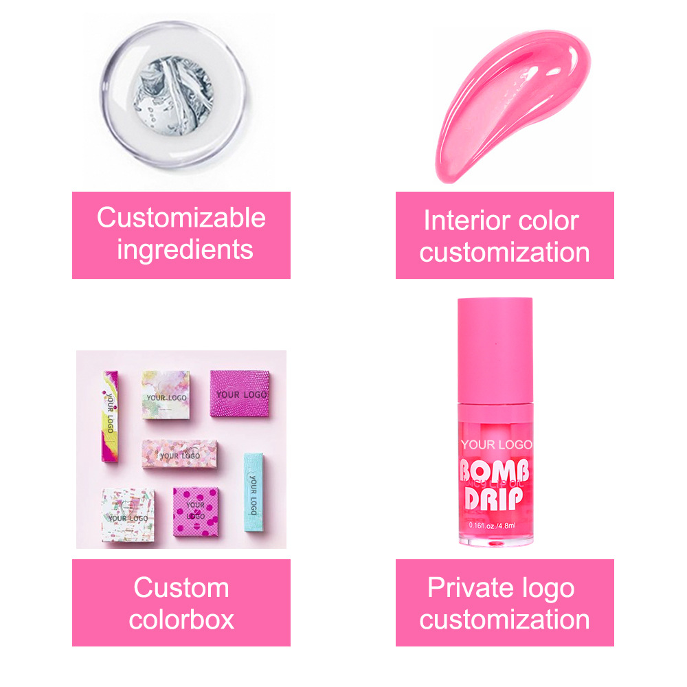 Cross-border e-commerce logo-free hydrating lip oil, light-toned liquid lip gloss, large brush lip oil, lip care undefined
