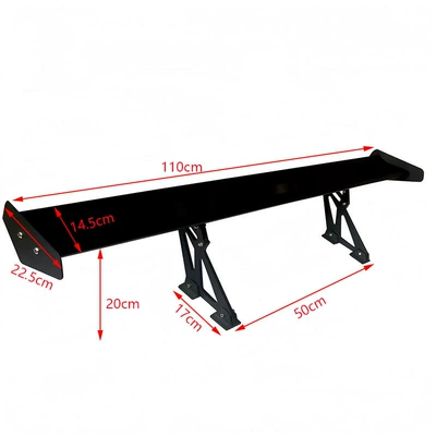 Cross-Border Car Rear Wing Modification Gt Perforated Single-Layer Aluminum Alloy Rear Wing for Hatchback and Sedan Cars, Fixed Wind Wing Spoiler (Fixed wind wing) - jg-137-1-single-layer-perforated-matte-black