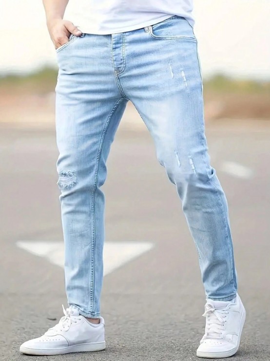 Productos transfronterizos cuidadosamente seleccionados, jeans elásticos estadounidenses para hombres, jeans ajustados de Amazon para hombres