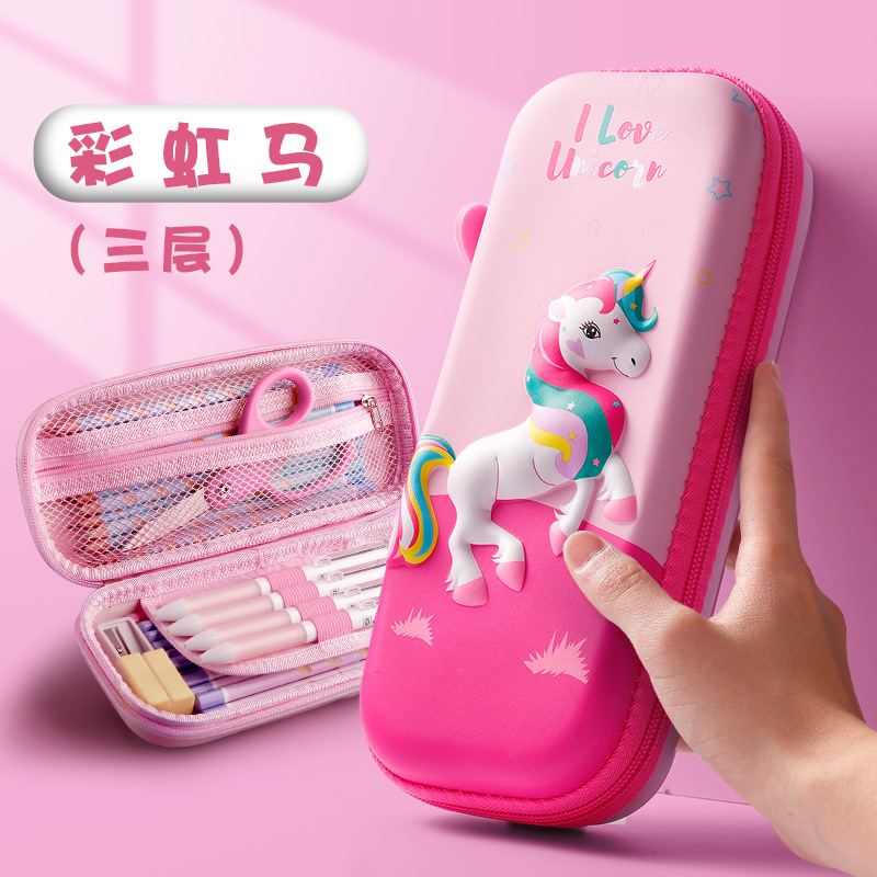 Venta directa de fábrica descompresión 3D versión coreana creativa multifuncional de gran capacidad estuche para lápices kindergarten dibujos animados linda caja de papelería para mascotas