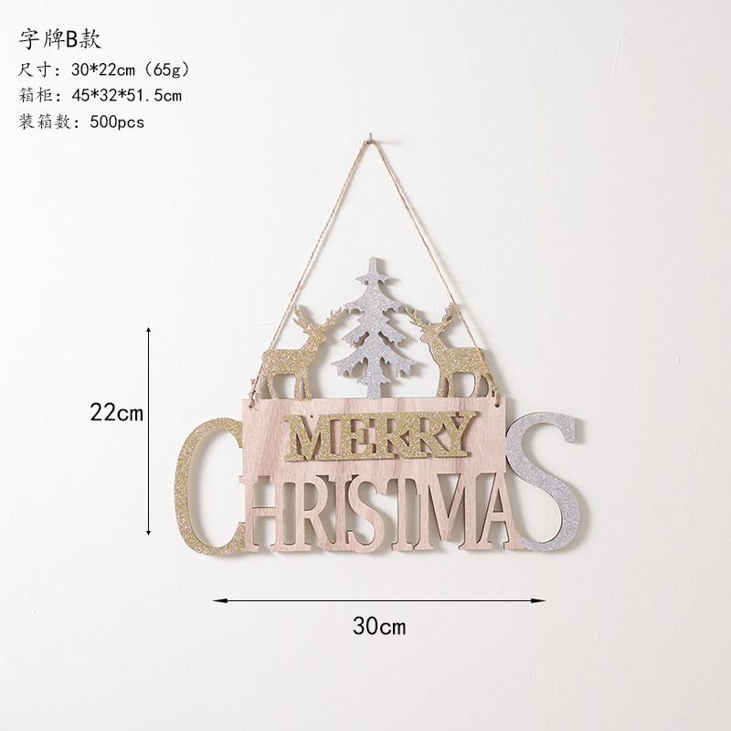 Ins madera tarjeta de bienvenida Inglés Feliz Navidad tarjeta de letras Navidad árbol de Navidad decoración creativa colgante colgante