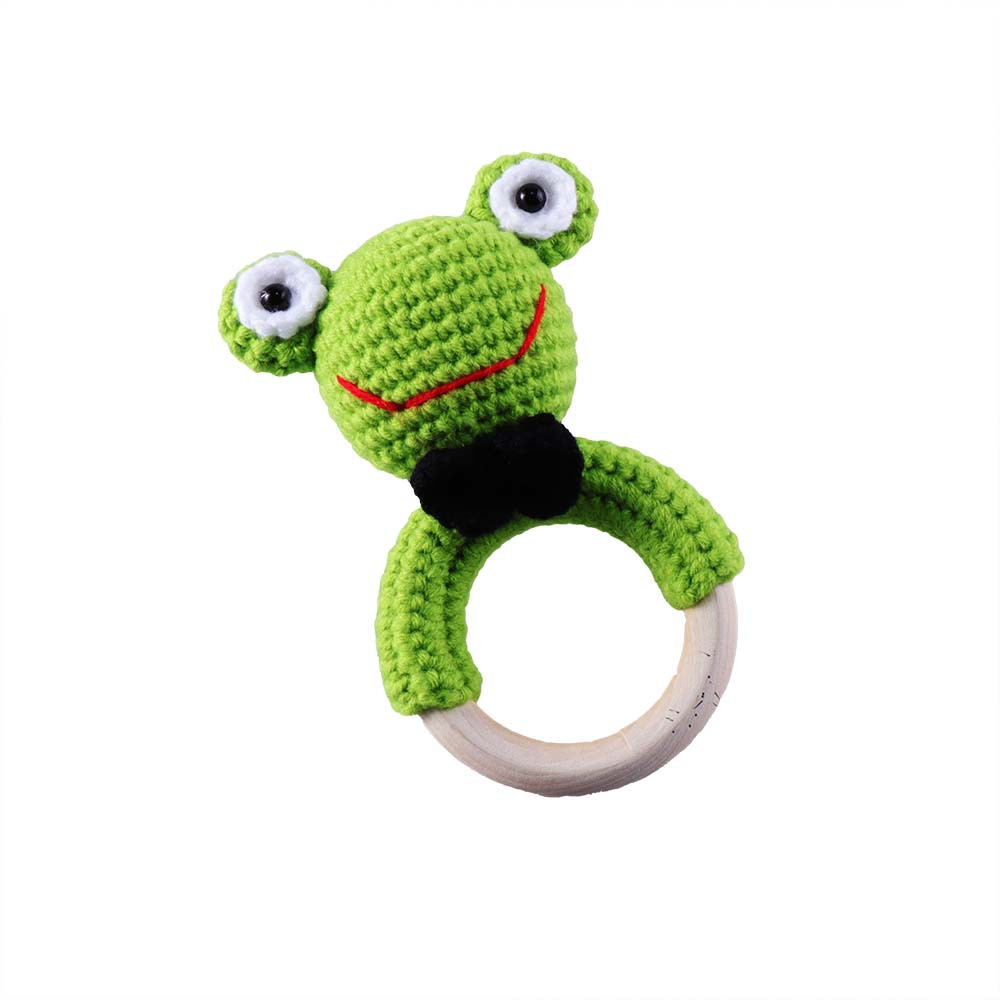 Baby Knitted Rattle Bell Wooden Ring Sounding Rattle Toy Rattle Toy Baby Soothing Doll Hand Crocheted Weaving display picture 4