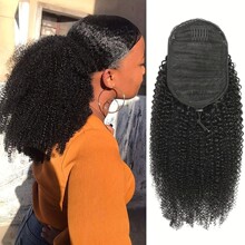 �羳���Q���˰l���K�Rβ afro kinky curly ponytail human hair