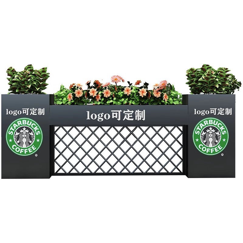 Caja de flores de acero inoxidable al aire libre combinación de cama de flores móvil divisoria de péndulo exterior departamento de ventas valla municipal caja de plantación de tanque de flores