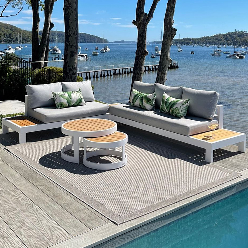 Villa patio terraza sofá de aleación de aluminio combinación de jardín al aire libre impermeable muebles de protección solar sofá de ocio al aire libre