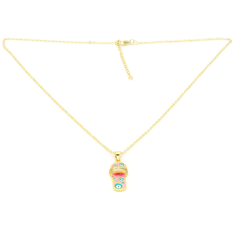 7g Weight 18K Gold Plated Plating Material Copper Pendant Material Zircon Inlay Material Pendant Necklace Classification Copper Chain Material cable chain Chain Type 1 Piece Quantity Holiday, Daily Occasion Copper Material Slippers Pattern Women's Gender Enamel, Inlay Design Casual, Simple Style Style Copper 18K Gold Plated Enamel Inlay Slippers Zircon Pendant Necklace 12