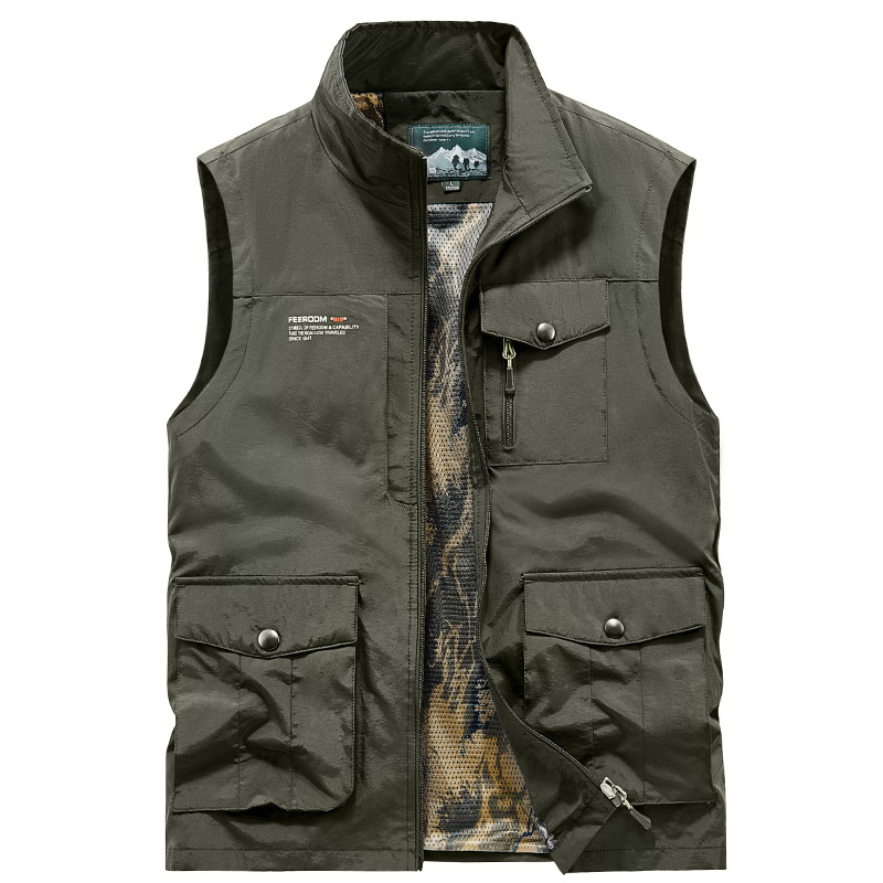 Nuevo chaleco de hombre casual chaleco de cuello al aire libre chaleco de fotografía chaleco de primavera y otoño chaleco de cuello de hombre chaqueta