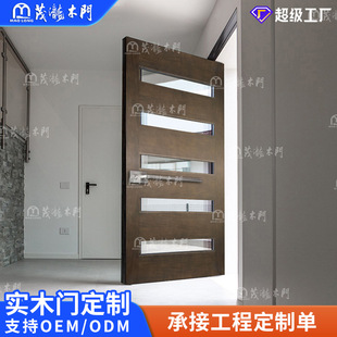 Foshan solid wood door factory wholesale safety soundproof anti-theft door entrance door large size indoor paint door rotating shaft door