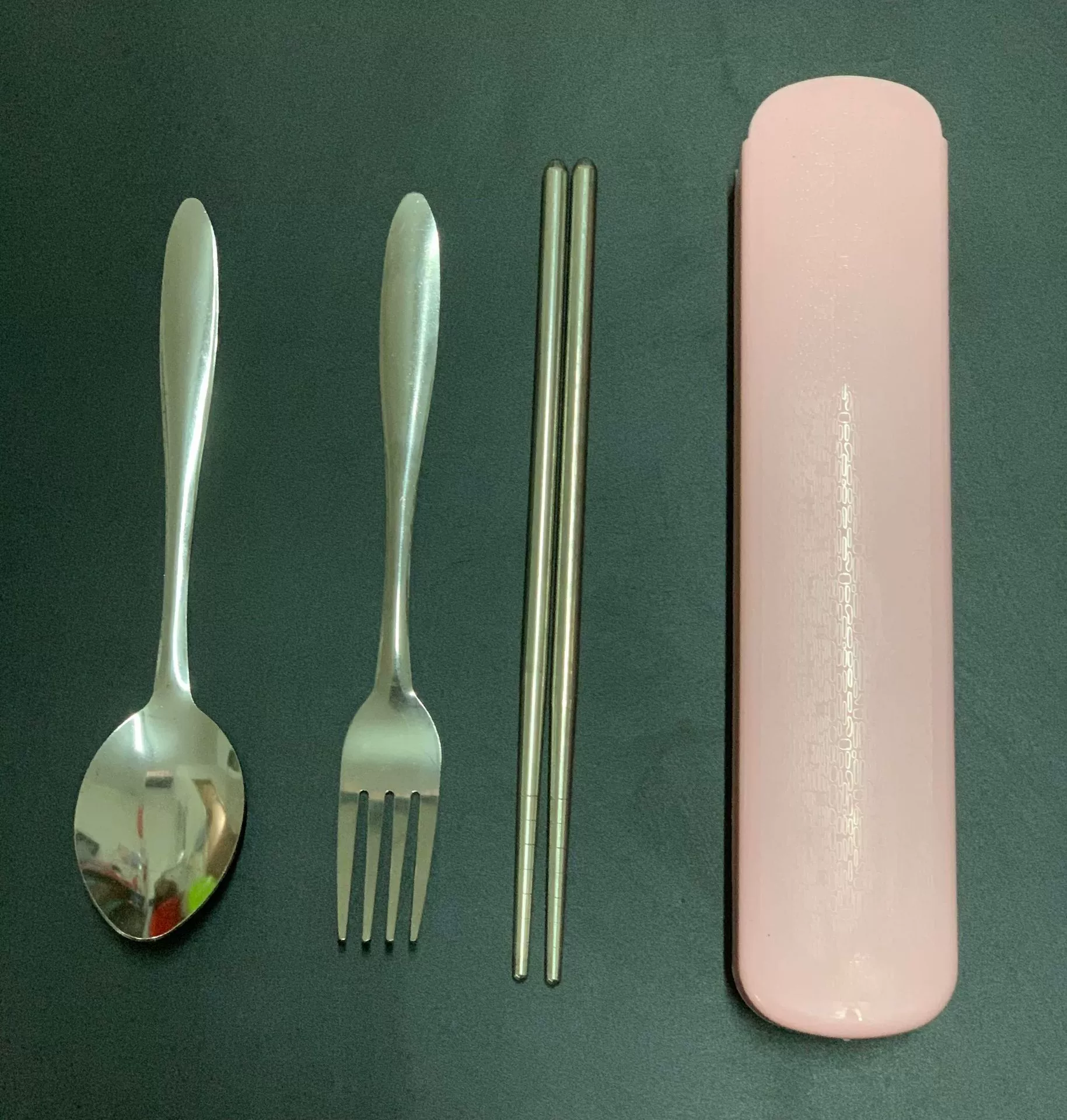 Portable 304 Stainless Steel Tableware Set, Spoon Chopsticks Fork, 3‑Piece with Storage Case