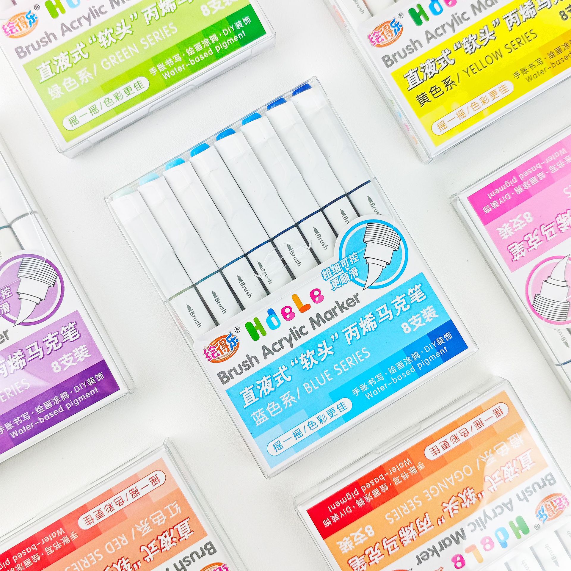 Pincel acrílico lineal multicolor Huidele 639 Papel impermeable Pincel especial para pintura de estudiantes