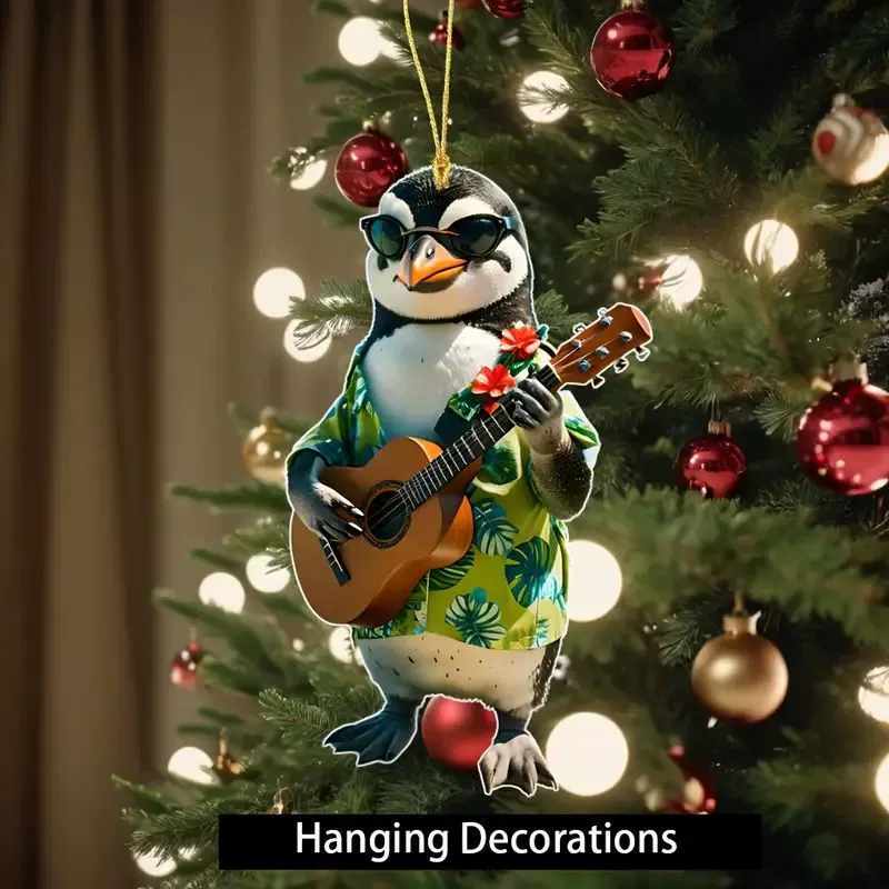 Рождественская елка креативная гитара пингвин праздничный кулон трансграничный акрилальный плоский автомобиль подвеска для украшения дома