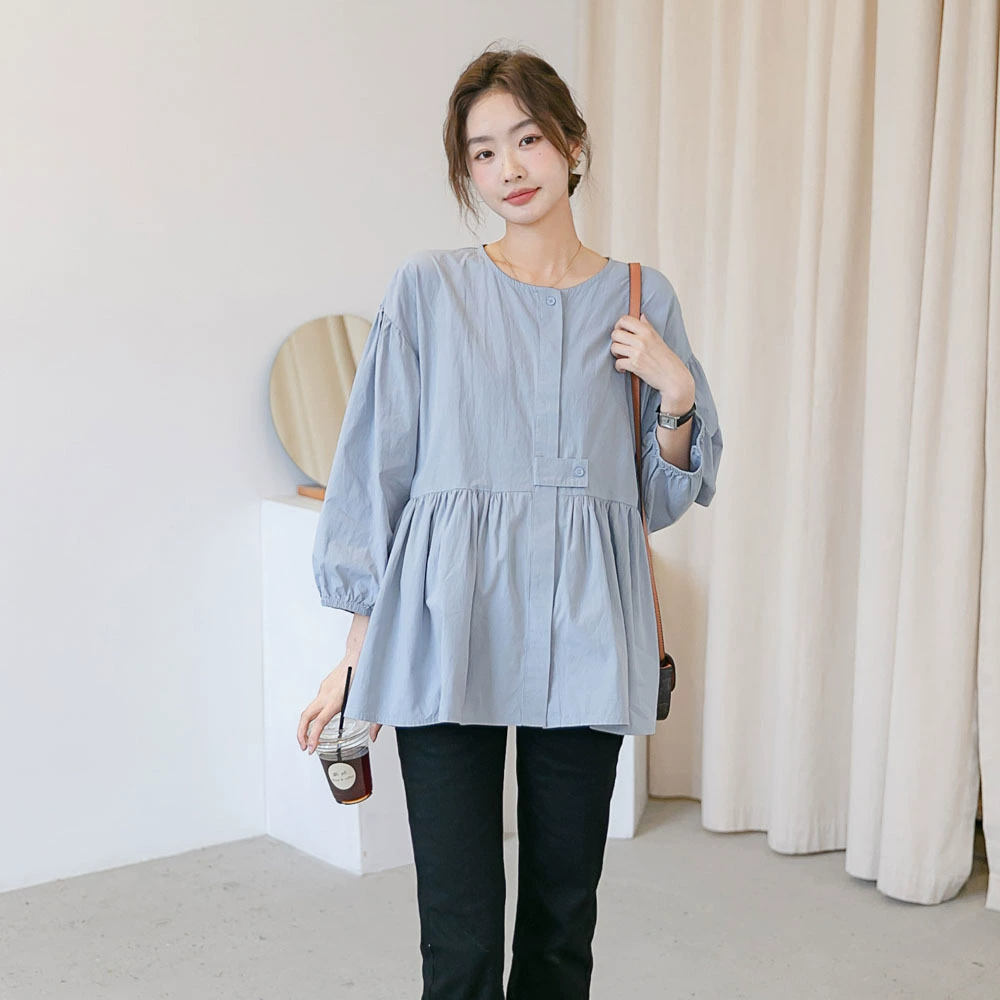 Новое поступление на весну Одежда для беременных Модная Свободная рубашка больших размеров с круглым вырезом для похудения Модная маминая Рабочая пригородная рубашка