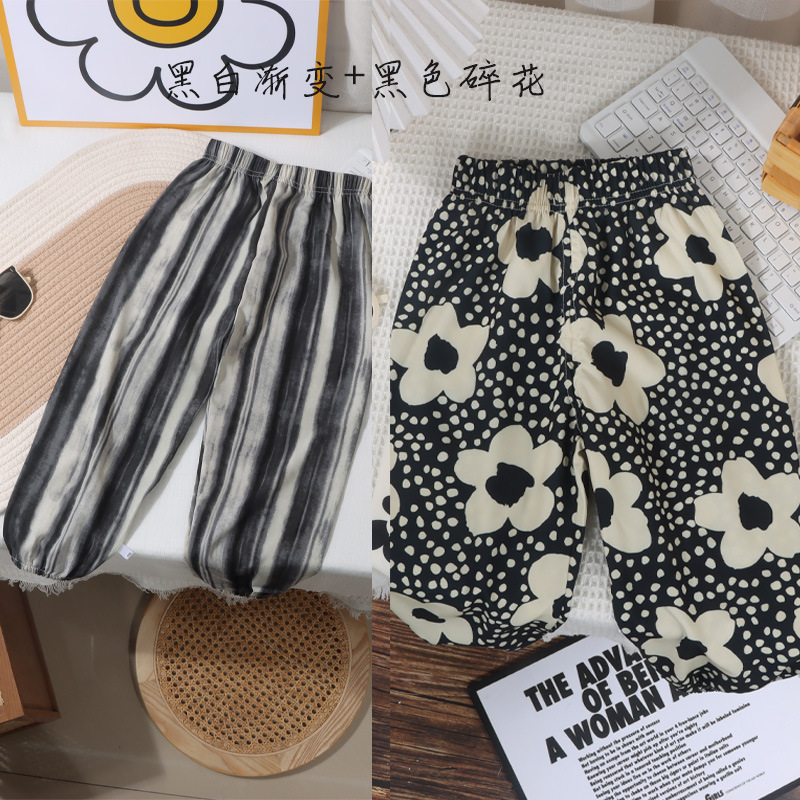 Pantalones infantiles de verano para niños, pantalones de nueve puntos para mujeres, pantalones anti-mosquitos coreanos, pantalones de lámpara, dos paquetes image 18