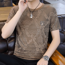 男士短袖t恤宽松冰丝潮牌高端白色男装大码胖子体恤衫衣服潮流男