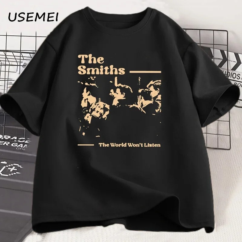 Pure Cotton Short-Sleeved T-Shirt for Men, 90S Retro Style, Band-Inspired, Hip-Hop Gift, Street Style Smith T-Shirt