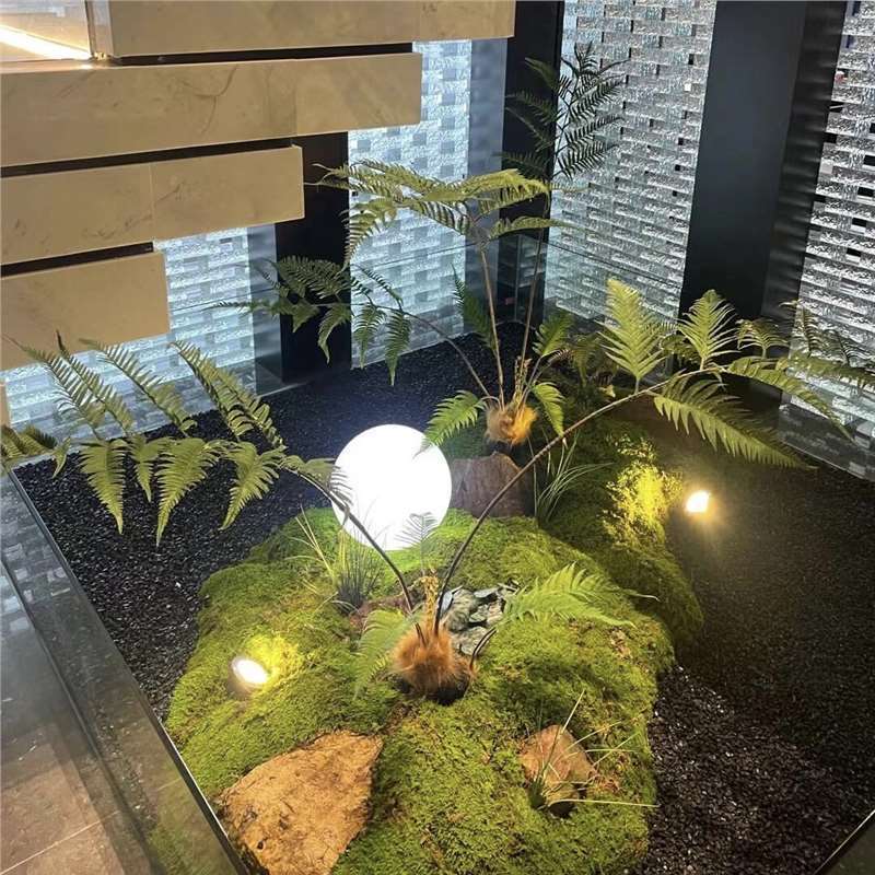 模擬緑の植物、ゴールデンシルクヘッドシダ、鉢植え、中国風の芸術的インスピレーション、リビングルーム、偽の緑の植物、装飾、造園、禅の装飾品|undefined