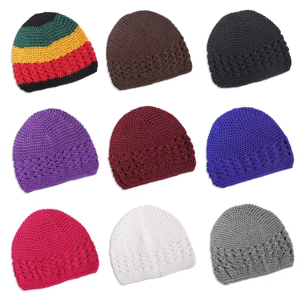 Men's and Women's Crochetedwheatearcap Head Hat Cut Out Woolen Handmade Hat European and American Popular Versatile Wheat Ears