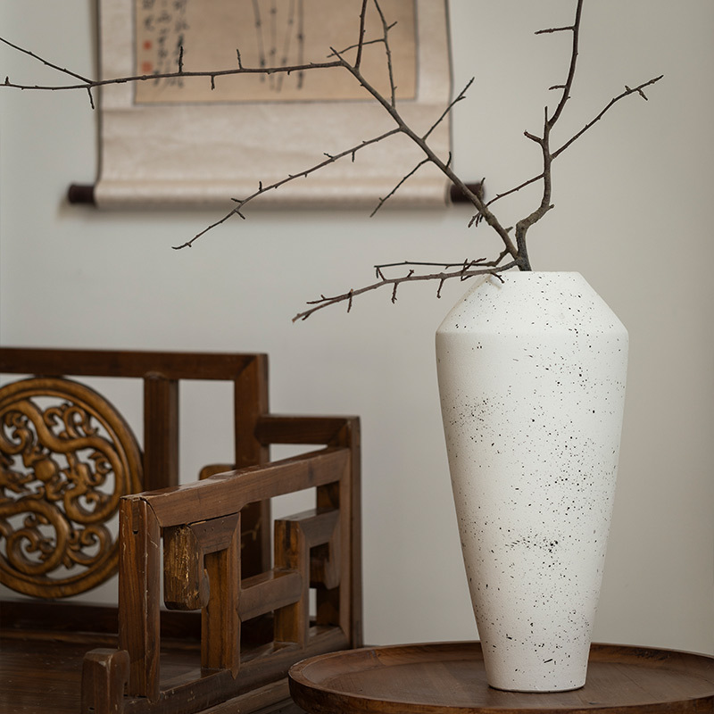 Jingdezhen Zen 스타일 빈티지 수제 세라믹 꽃 장식 조리대 꽃병 홈스테이 호텔 사일런트 스타일 장식품