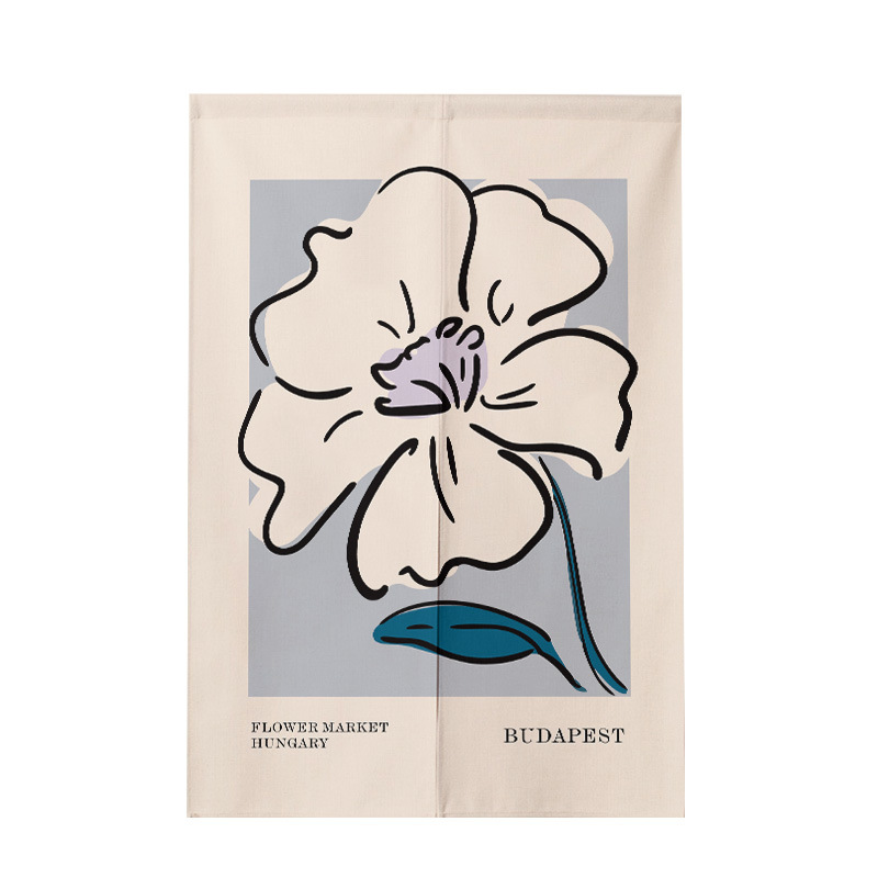 Cortina minimalista con diseño floral de hojas Morandi, cortina divisoria, cortina de cocina sin perforaciones, cortina semientrelazada para inodoro.