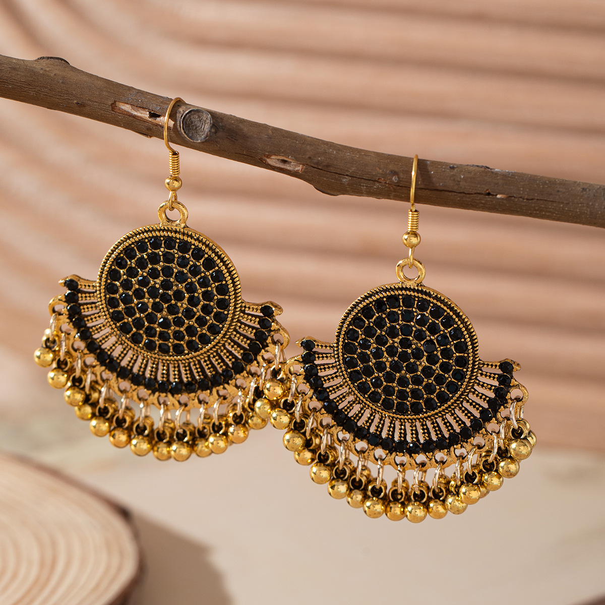 29g Weight Alloy Ear Needle Material Rhinestones Inlay Material Drop Earrings Classification 1 Pair Quantity Holiday, Travel, Daily Occasion Alloy Material Bell Pattern Women's Gender Plating Design Retro, Lady Style 1 Pair Retro Lady Bell Plating Alloy Rhinestones Drop Earrings 1