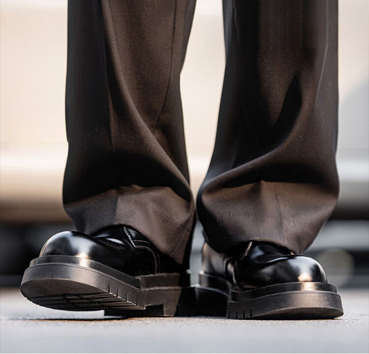 Mra Derby Shoes Men's Round-Toe Large-Toe Shoes Black Work Shoes Commuter Boots Thick-Soled Heightening Casual Leather Shoes