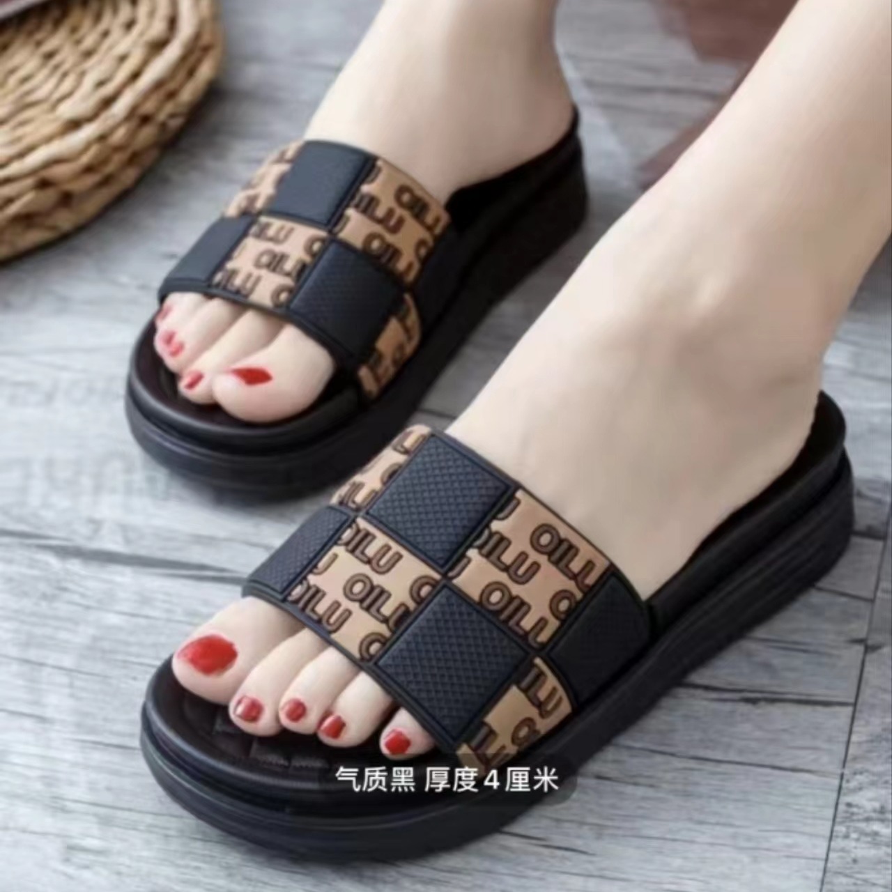2024 Summer Explosions Women's High Heel Platform Slippers Outer Wear Beach Casual Women's Slippers TR308-1