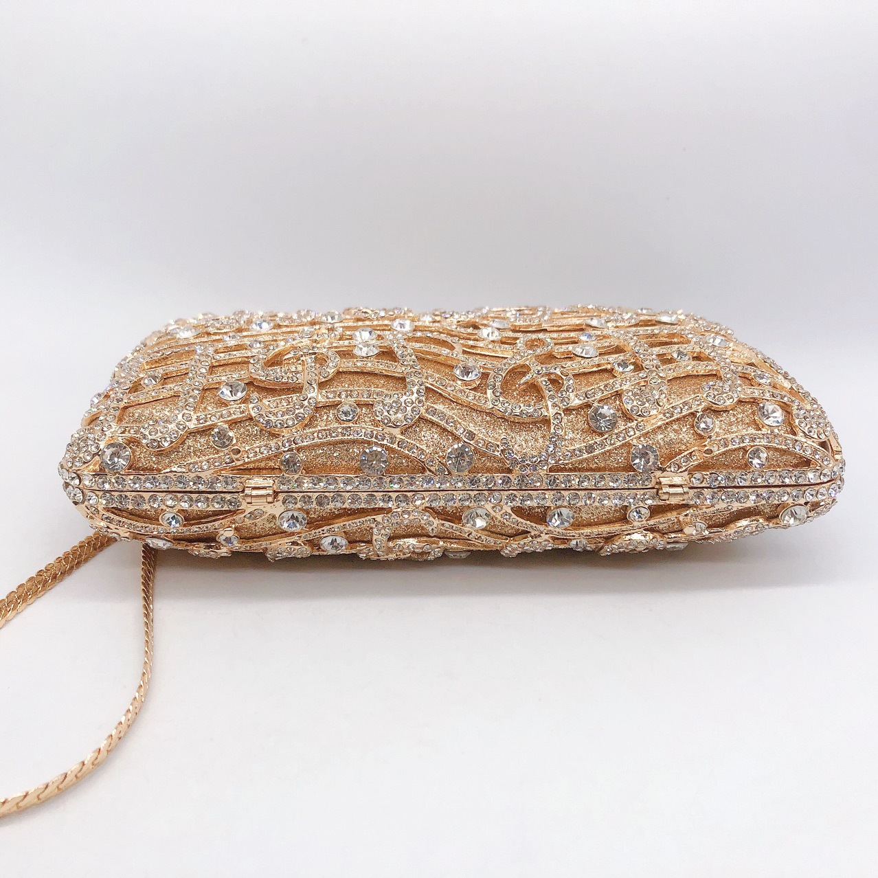 Túi clutch nữ đính đá dạ hội hộp cứng cầm tay — Màu đen