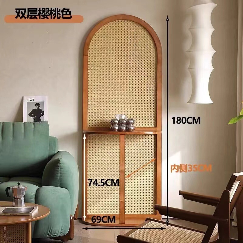 中式藤编屏风隔断客厅玄关实木折叠小户型遮挡入户简约|undefined