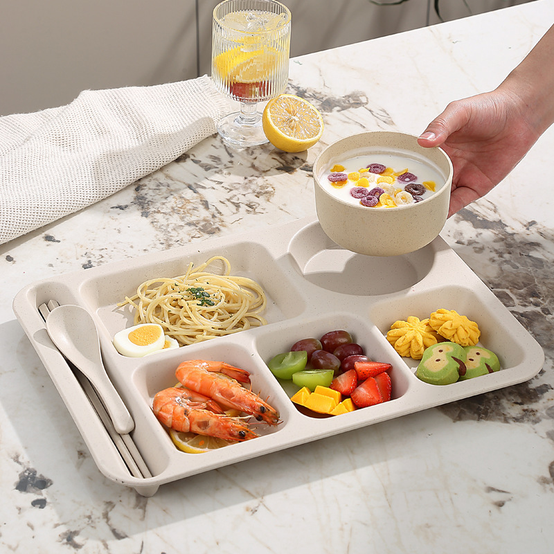 Wheat Straw Divided Plate Set for Home Use, Student Divided Plate, Plastic Adult Dinner Plate, Canteen, Restaurant, Fast Food Plate Wheat Straw Divided Plate Set for Home Use, Student Divided Plate, Plastic Adult Dinner Plate, Canteen, Restaurant, Fast Food Plate