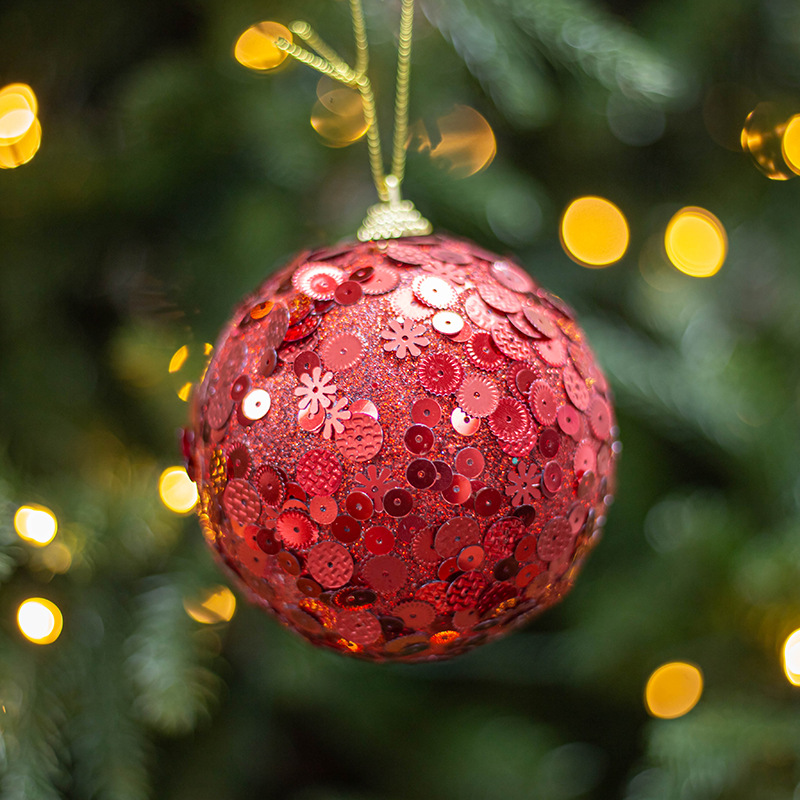 Árbol de Navidad rojo colgante bola Navidad fiesta 10cm espuma Navidad bola lentejuelas decoración del hogar colgante adornos
