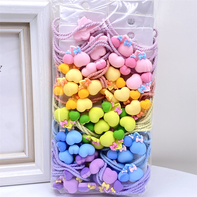 Tarjeta Linda cuerda de pelo de animal dulce niña corazón 2022 nueva cabeza cuerda de goma cubierta de cuero japonés y coreano