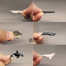 滴胶素材迷你海洋生物模型 小号蓝鲸白鲸虎鲸抹香鲸鱼海龟小摆件