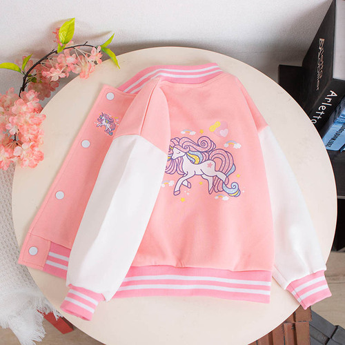 Girls' Baseball Jacket Spring Outfit 2024 New Children's Fashion Korean Style Trendy Spring and Autumn Open Shirt Jacket Top