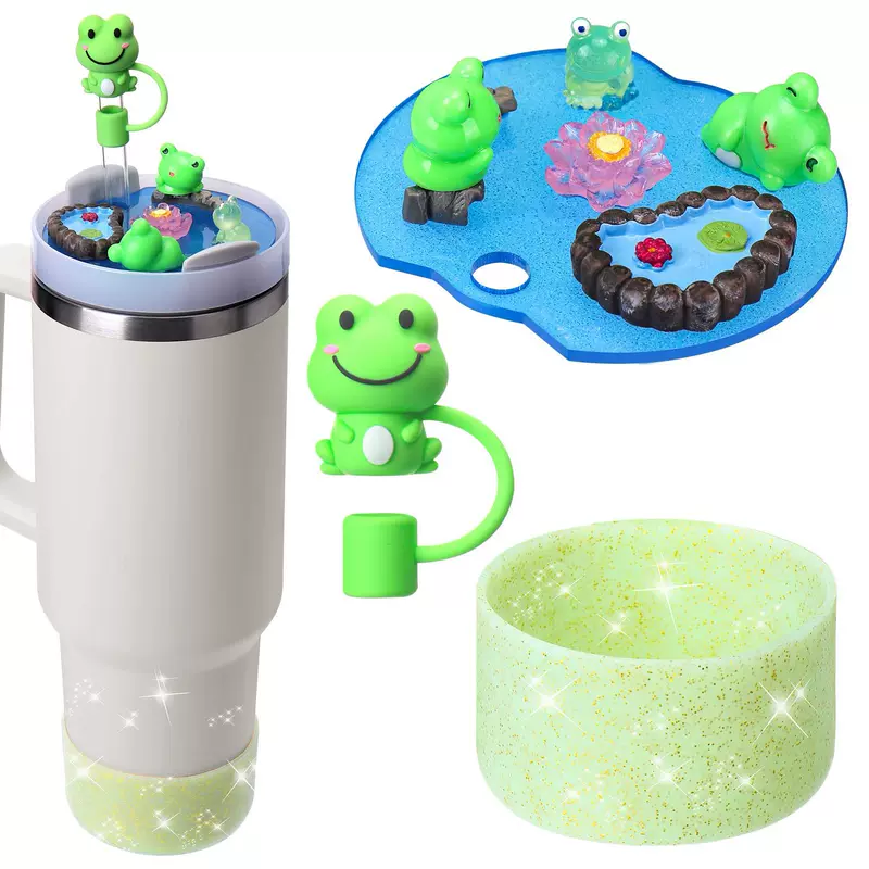 Cup STANLE штамп силиконовый крышки трубки Стакан STANLE Ложка Фиксированный акрил известные ночи Светлая лягушка Пруд