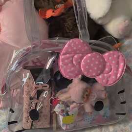 可爱Hello Kitty透明果冻包PVC防水大容量游泳包沙滩包单肩包