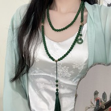 新中式斜挎项链长款国风手工串珠背背项链民族风毛衣链衣服挂链