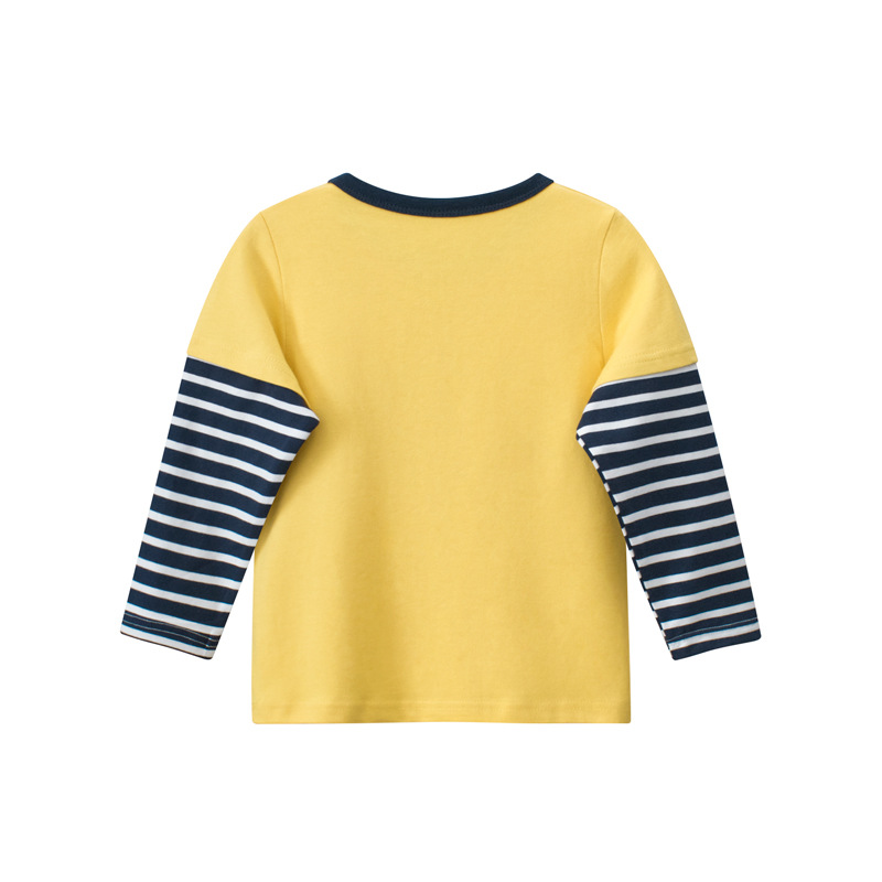 27 niños ropa infantil transfronteriza otoño nuevo 2023 camiseta de manga larga para niños entrega de una sola pieza de dinosaurio falso de dos piezas para hombres