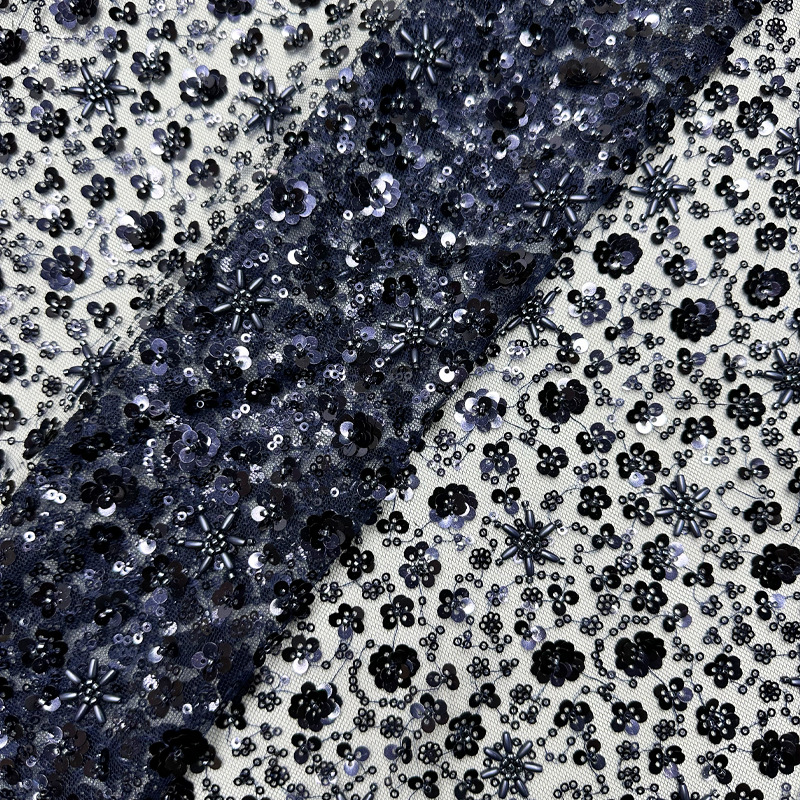 Tejido bordado sequinado bordado tela de cuentas tubo bordado tela de cuentas vestido de boda tubo bordado tela de vestido image 21