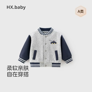 秋冬季小童汽车小熊小熊卫衣外套婴幼童圆领前开外套棒球服上衣