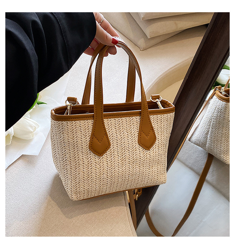 Fashion Solid Color Zipper Straw Bag display picture 2
