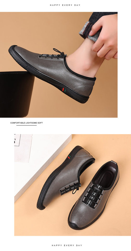 Giày da nam công sở cổ thấp gót thấp 1-3 cm, da mềm xỏ chân, đế cao su chống trượt — Màu xám 23559, Màu đen 23559 chi tiết 15