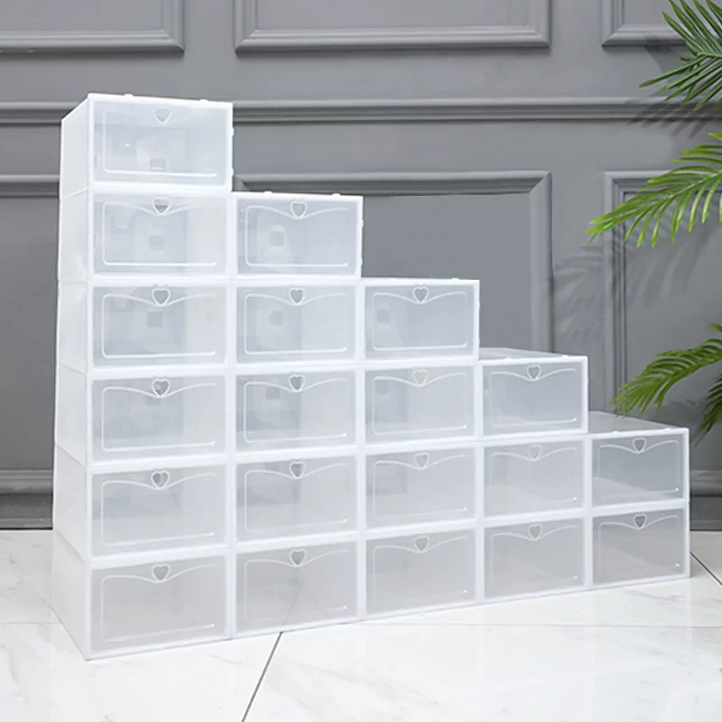 Footwear Storage Box, Thickened Transparent Plastic, Stackable Shoe Organizer, two sizes
