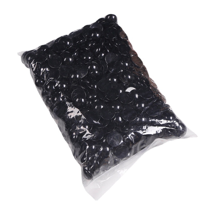 En stock brillante ojos de acrílico plana bolsa grande al por mayor sin rebabas tamaño todos DIY ojos negros