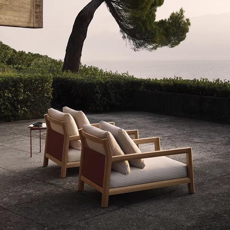 Jardín Pablo Madera maciza al aire libre Teca natural Sofá Villa Patio Jardín Casa terraza Muebles de ocio