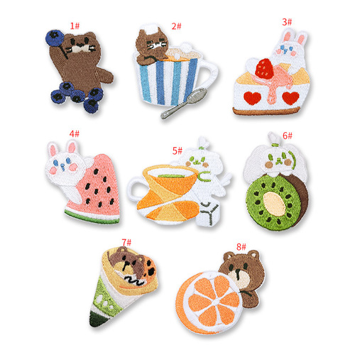 Computer embroidered label bear head cartoon animal cloth label children's clothing accessories patch clothing accessories pocket self-adhesive cloth patch