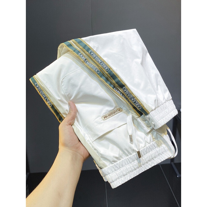 2022 Summer Ultra-thin Ice Silk Side Stripe Leg Casual Pants Men's Trendy Brand Slim-fit Drawstring Nine-point Sports Pants 2022 Summer Ultra-thin Ice Silk Side Stripe Leg Casual Pants Men's Trendy Brand Slim-fit Drawstring Nine-point Sports Pants
